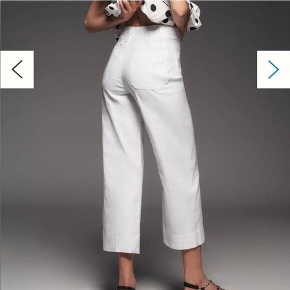 Anthropologie Maeve The Colette Linen Blend High Rise Wide Leg Crop Pants - Picture 13 of 13